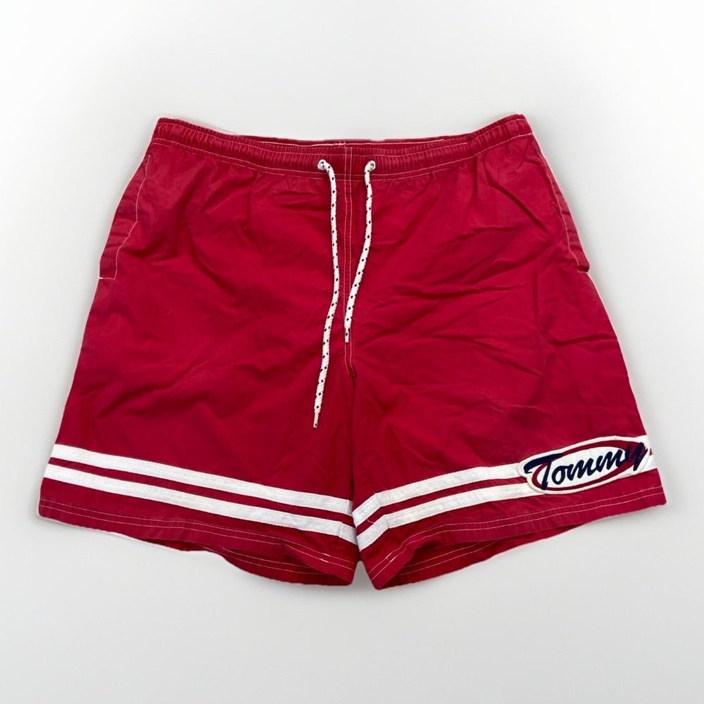 Vintage Tommy Hilfiger Swim Trunks Mens M 90s Patch Logo Sailing Gear Shorts